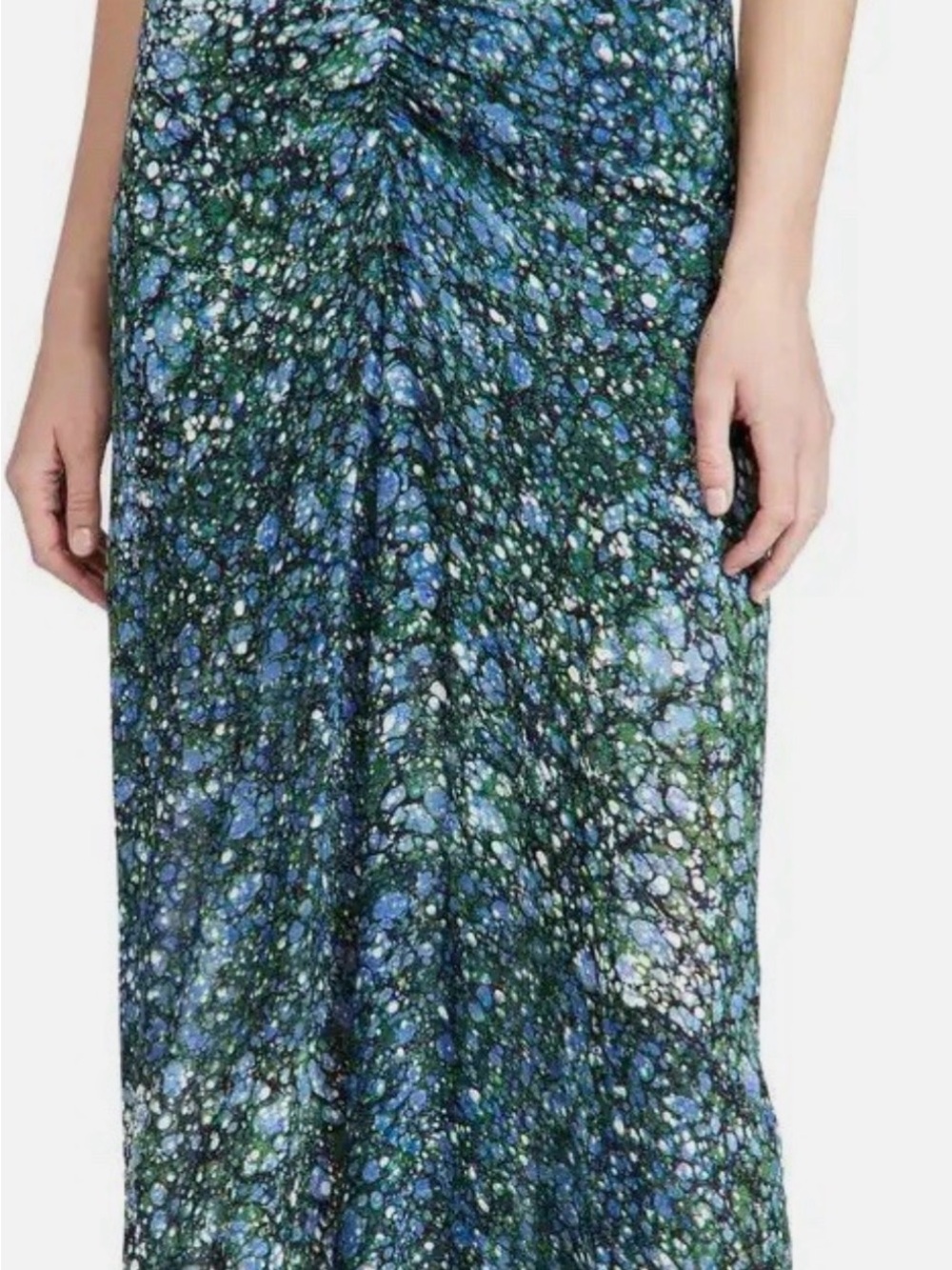 Veronica Beard Limani Asymmetrical Ruched Skirt Size 10 New Multi Green